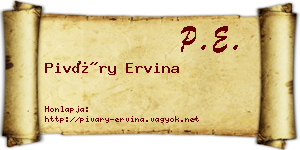 Piváry Ervina névjegykártya